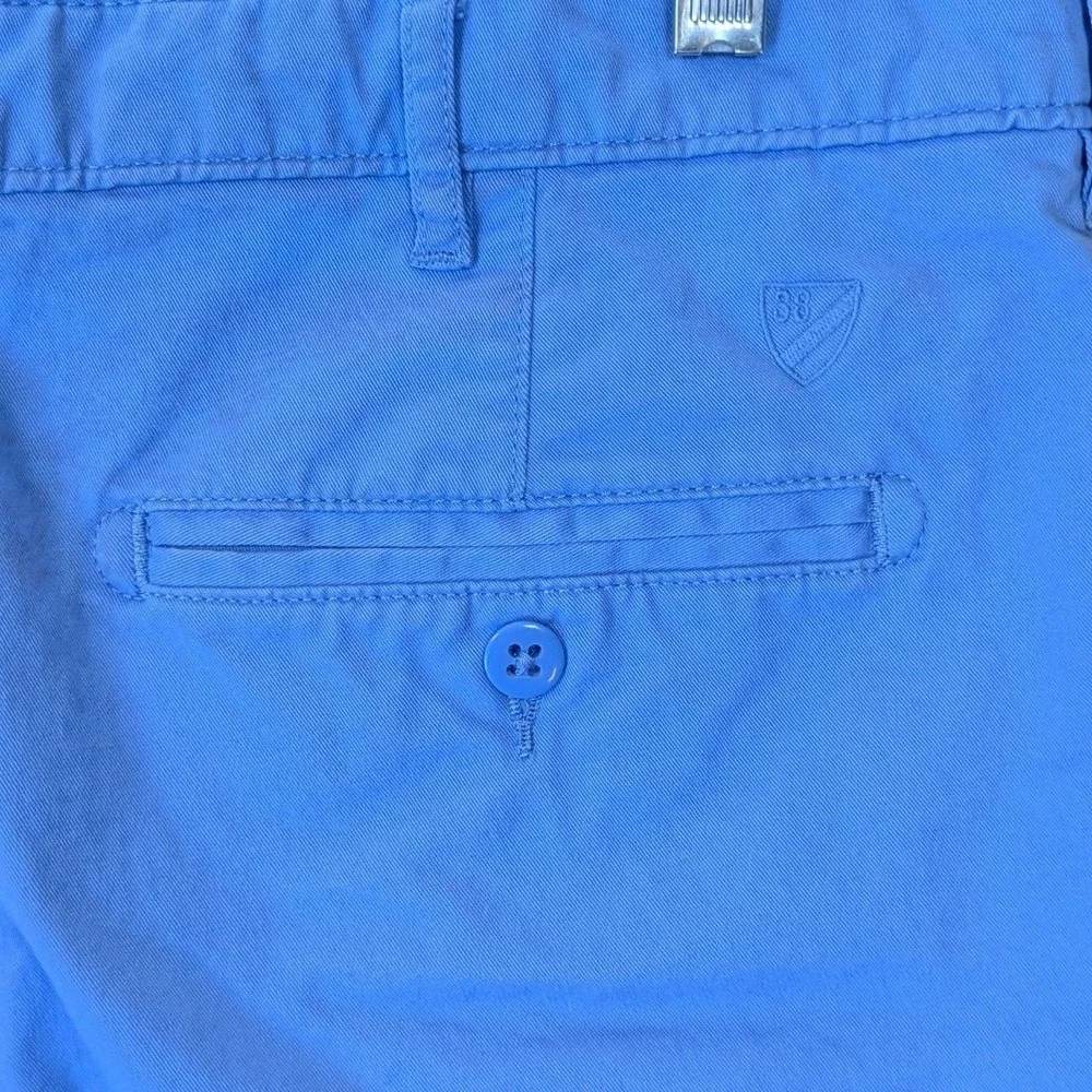 Cremieux Men 34 Blue Comfort Stretch Chino Shorts Flat Front Cotton Blend Golf